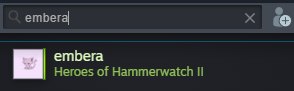 Steam Friends search box filtered to embera