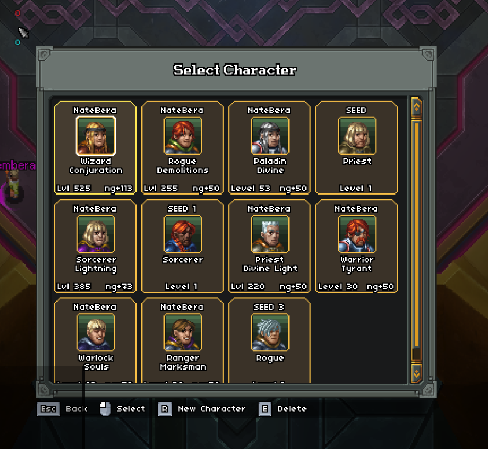 Heroes of Hammerwatch II character selection screen